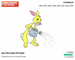 Rabbit Watering His Garden - Disney Characters - Springtime - Holiday Inspired Embroidery Design in 3 sizes & 8 formats