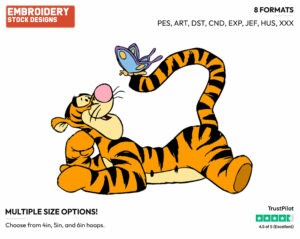 Tigger, Butterfly - Disney Characters - Springtime - Holiday Inspired Embroidery Design in 3 sizes & 8 formats