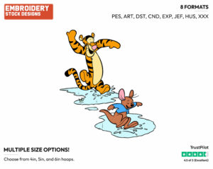 Tigger, Roo Jumping In Puddles - Disney Characters - Springtime - Holiday Inspired Embroidery Design in 3 sizes & 8 formats