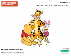 Tigger, Winnie, Piglet, Chicks - Disney Characters - Springtime - Holiday Inspired Embroidery Design in 3 sizes & 8 formats