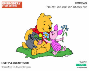 Winnie, Piglet - Disney Characters - Springtime - Holiday Inspired Embroidery Design in 3 sizes & 8 formats