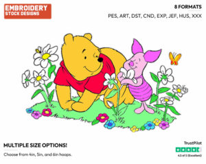 Winnie, Piglet - Disney Characters - Springtime - Holiday Inspired Embroidery Design in 3 sizes & 8 formats