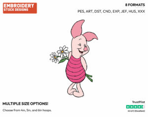 Piglet - Disney Characters - Springtime - Holiday Inspired Embroidery Design in 3 sizes & 8 formats
