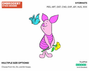 Piglet - Disney Characters - Springtime - Holiday Inspired Embroidery Design in 3 sizes & 8 formats