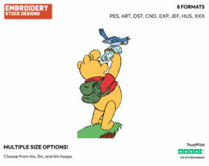 Winnie Looking Through Binoculars - Disney Characters - Summertime - Holiday Inspired Embroidery Design in 3 sizes & 8 formats