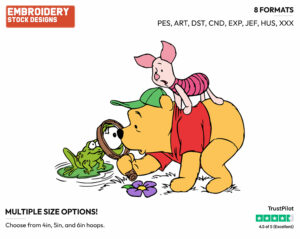 Winnie, Piglet, Frog - Disney Characters - Summertime - Holiday Inspired Embroidery Design in 3 sizes & 8 formats