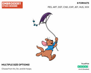 Roo Flying Kite - Disney Characters - Summertime - Holiday Inspired Embroidery Design in 3 sizes & 8 formats