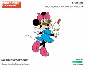 Minnie Mouse With An Ice Cream Cone - Disney Characters - Summertime - Holiday Inspired Embroidery Design in 3 sizes & 8 formats
