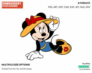 Minnie Mouse - Disney Characters - Summertime - Holiday Inspired Embroidery Design in 3 sizes & 8 formats