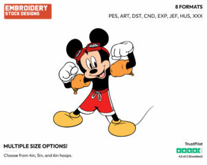 Mickey Mouse Wearing Swimming Floaties - Disney Characters - Summertime - Holiday Inspired Embroidery Design in 3 sizes & 8 formats