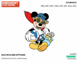 Mickey Going To The Beach - Disney Characters - Summertime - Holiday Inspired Embroidery Design in 3 sizes & 8 formats