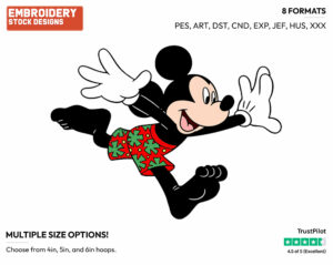 Mickey Running In Bathing Suit - Disney Characters - Summertime - Holiday Inspired Embroidery Design in 3 sizes & 8 formats