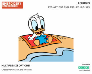 Baby Donald On Beach - Disney Characters - Summertime - Holiday Inspired Embroidery Design in 3 sizes & 8 formats