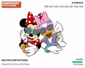 Minnie, Daisy Ice Cream, Drink - Disney Characters - Summertime - Holiday Inspired Embroidery Design in 3 sizes & 8 formats