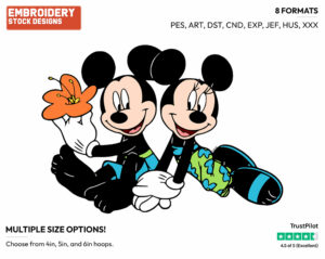 Minnie, Mickey In Their Bathing Suits - Disney Characters - Summertime - Holiday Inspired Embroidery Design in 3 sizes & 8 formats