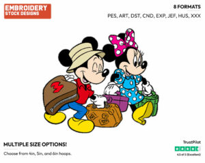 Mickey, Minnie Vacation - Disney Characters - Summertime - Holiday Inspired Embroidery Design in 3 sizes & 8 formats