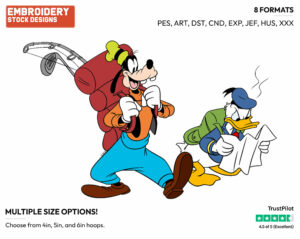 Goofy, Donald Camping - Disney Characters - Summertime - Holiday Inspired Embroidery Design in 3 sizes & 8 formats