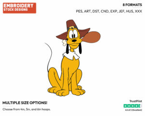 Pluto Thanksgiving - Disney Characters - Thanksgiving - Holiday Inspired Embroidery Design in 3 sizes & 8 formats