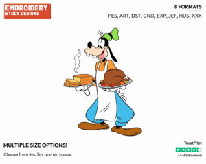 Goofy Thanksgiving - Disney Characters - Thanksgiving - Holiday Inspired Embroidery Design in 3 sizes & 8 formats