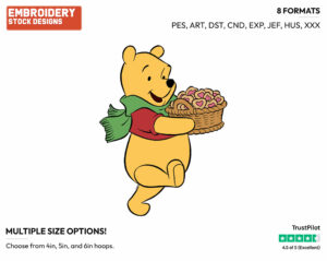 Winnie The Pooh Cookies - Disney Characters - Valentine's Day - Holiday Inspired Embroidery Design in 3 sizes & 8 formats