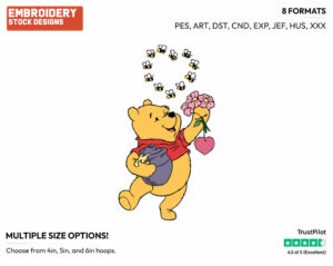 Winnie The Pooh - Disney Characters - Valentine's Day - Holiday Inspired Embroidery Design in 3 sizes & 8 formats