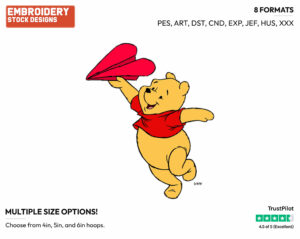 Winnie The Pooh - Disney Characters - Valentine's Day - Holiday Inspired Embroidery Design in 3 sizes & 8 formats