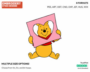 Winnie The Pooh - Disney Characters - Valentine's Day - Holiday Inspired Embroidery Design in 3 sizes & 8 formats
