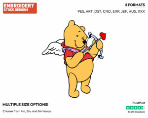 Winnie The Pooh As Cupid - Disney Characters - Valentine's Day - Holiday Inspired Embroidery Design in 3 sizes & 8 formats