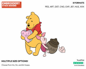 Winnie The Pooh, Piglet - Disney Characters - Valentine's Day - Holiday Inspired Embroidery Design in 3 sizes & 8 formats