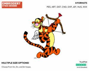 Tigger As Cupid - Disney Characters - Valentine's Day - Holiday Inspired Embroidery Design in 3 sizes & 8 formats