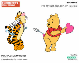 Winnie The Pooh, Tigger - Disney Characters - Valentine's Day - Holiday Inspired Embroidery Design in 3 sizes & 8 formats