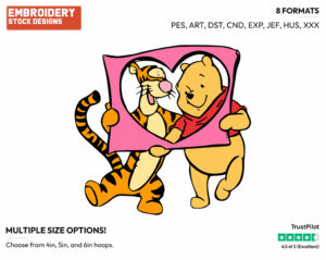 Winnie The Pooh, Tigger - Disney Characters - Valentine's Day - Holiday Inspired Embroidery Design in 3 sizes & 8 formats