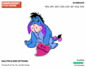 Eeyore - Disney Characters - Valentine's Day - Holiday Inspired Embroidery Design in 3 sizes & 8 formats