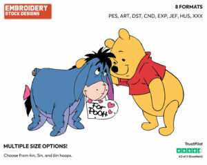 Winnie The Pooh, Eeyore - Disney Characters - Valentine's Day - Holiday Inspired Embroidery Design in 3 sizes & 8 formats