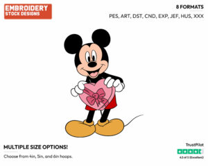 Mickey Mouse Box Of Chocolates - Disney Characters - Valentine's Day - Holiday Inspired Embroidery Design in 3 sizes & 8 formats