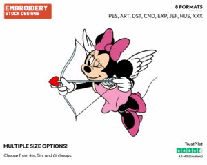 Cupid Minnie - Disney Characters - Valentine's Day - Holiday Inspired Embroidery Design in 3 sizes & 8 formats