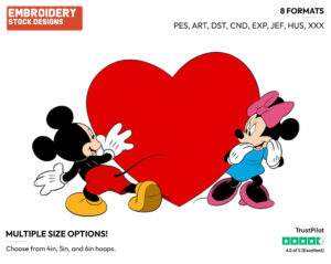 Mickey, Minnie Mouse Playing Hide And Seek - Disney Characters - Valentine's Day - Holiday Inspired Embroidery Design in 3 sizes & 8 formats