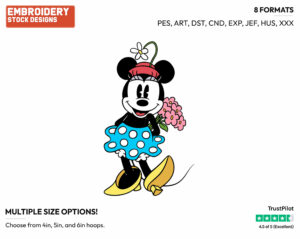 Classic Minnie, Bouquet Of Flowers - Disney Characters - Valentine's Day - Holiday Inspired Embroidery Design in 3 sizes & 8 formats