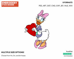 Classic Daisy Duck - Disney Characters - Valentine's Day - Holiday Inspired Embroidery Design in 3 sizes & 8 formats