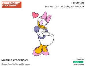 Daisy Duck - Disney Characters - Valentine's Day - Holiday Inspired Embroidery Design in 3 sizes & 8 formats