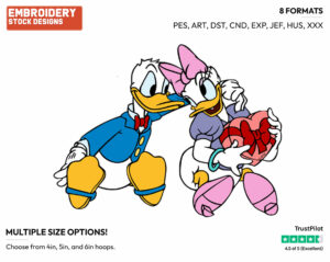 Donald, Daisy - Disney Characters - Valentine's Day - Holiday Inspired Embroidery Design in 3 sizes & 8 formats