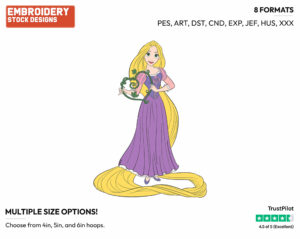 Rapunzel - Disney Characters - Valentine's Day - Holiday Inspired Embroidery Design in 3 sizes & 8 formats