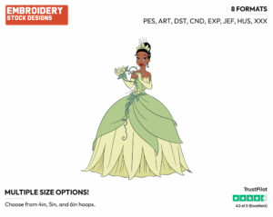 Tiana - Disney Characters - Valentine's Day - Holiday Inspired Embroidery Design in 3 sizes & 8 formats