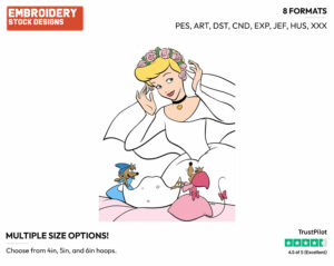 Cinderella - Disney Characters - Weddings - Holiday Inspired Embroidery Design in 3 sizes & 8 formats