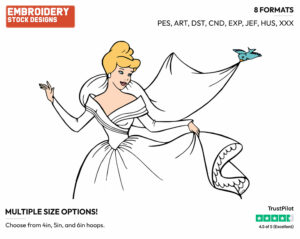 Cinderella In Her Wedding Dress - Disney Characters - Weddings - Holiday Inspired Embroidery Design in 3 sizes & 8 formats