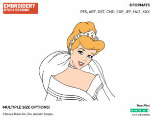 Cinderella - Disney Characters - Weddings - Holiday Inspired Embroidery Design in 3 sizes & 8 formats