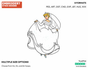 Cinderella - Disney Characters - Weddings - Holiday Inspired Embroidery Design in 3 sizes & 8 formats
