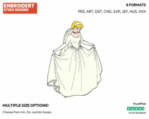 Cinderella - Disney Characters - Weddings - Holiday Inspired Embroidery Design in 3 sizes & 8 formats