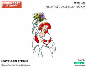 Ariel - Disney Characters - Weddings - Holiday Inspired Embroidery Design in 3 sizes & 8 formats