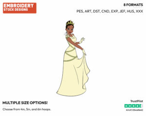 Tiana - Disney Characters - Weddings - Holiday Inspired Embroidery Design in 3 sizes & 8 formats